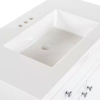 Everdean 37 In. Single Sink White Bath Vanity with White Cultured Marble Top (Assembled)