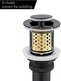 Pop up Drain with Overflow with Detachable Hair Catcher Sink Drain Strainer for Bathroom Sink Drain Matte Black, S2017A-BK