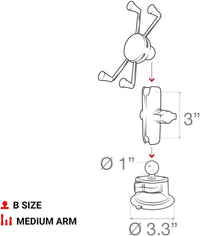 X-Grip Large Phone Mount for Windshield – Twist-Lock Suction Cup, Medium Arm (RAM-B-166-UN10U)