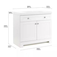 Everdean 37 In. Single Sink White Bath Vanity with White Cultured Marble Top (Assembled)