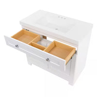 Everdean 37 In. Single Sink White Bath Vanity with White Cultured Marble Top (Assembled)