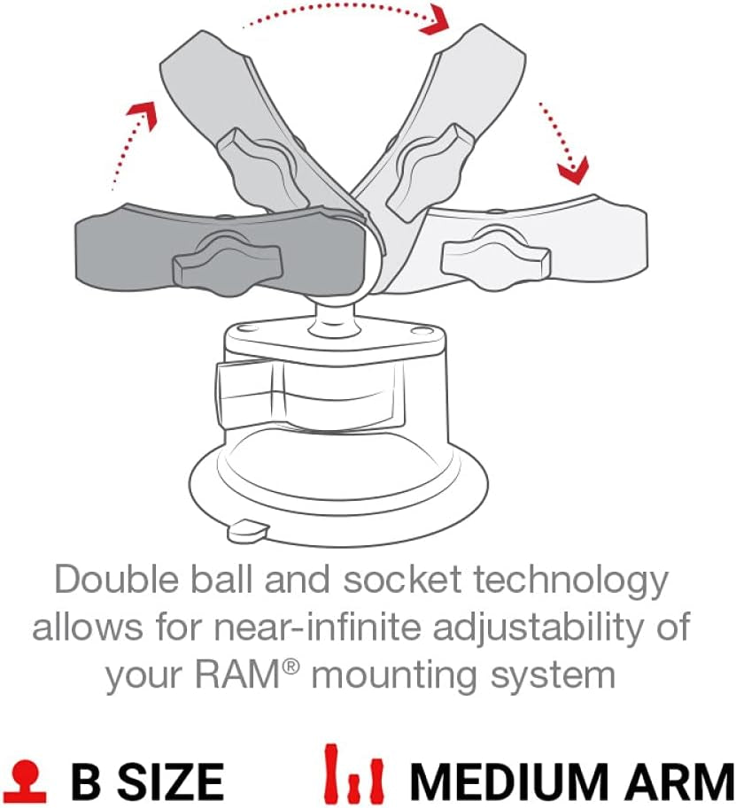 X-Grip Large Phone Mount for Windshield – Twist-Lock Suction Cup, Medium Arm (RAM-B-166-UN10U)