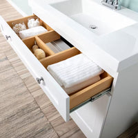 Everdean 37 In. Single Sink White Bath Vanity with White Cultured Marble Top (Assembled)