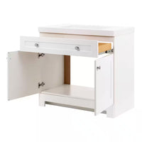 Everdean 37 In. Single Sink White Bath Vanity with White Cultured Marble Top (Assembled)