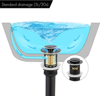 Pop up Drain with Overflow with Detachable Hair Catcher Sink Drain Strainer for Bathroom Sink Drain Matte Black, S2017A-BK