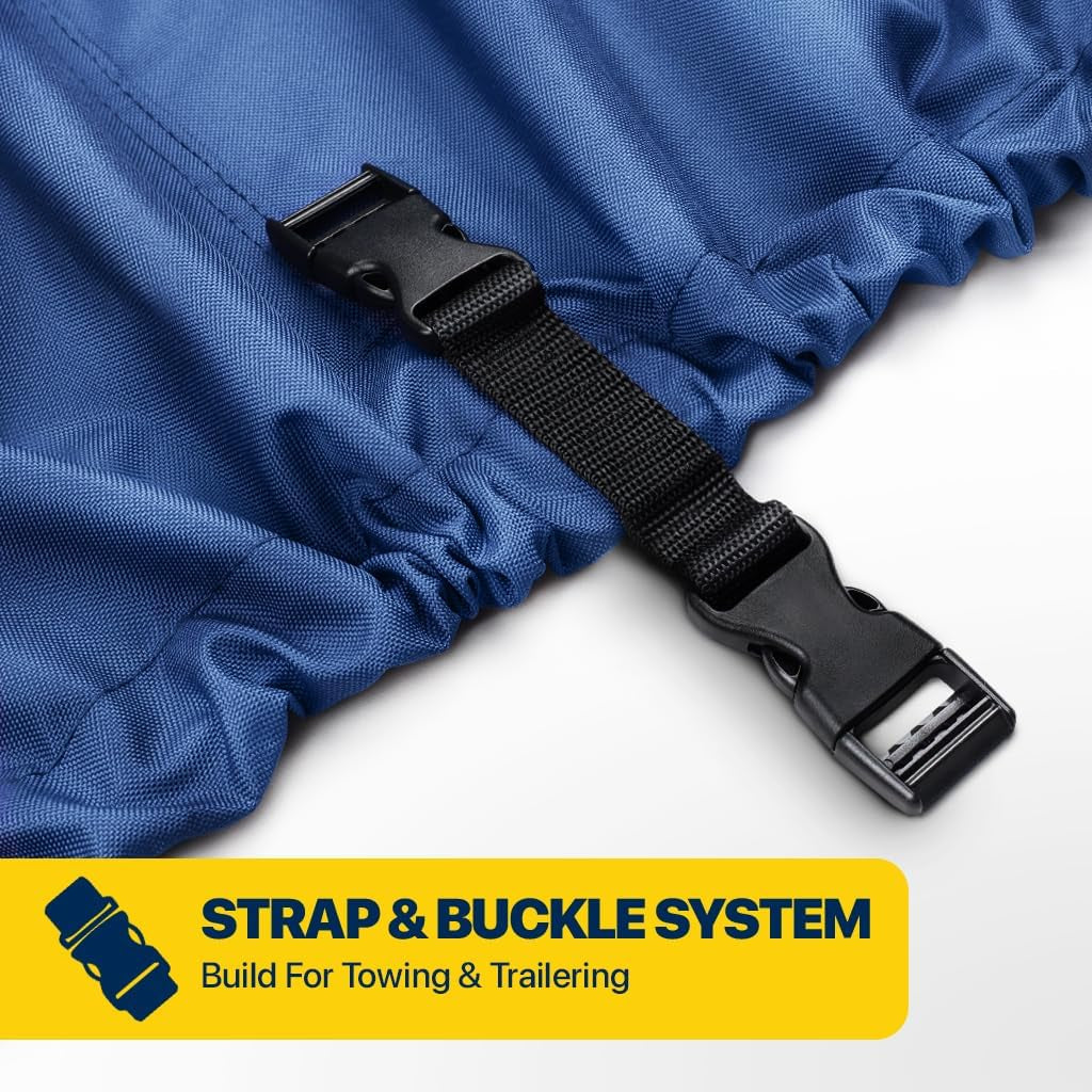 Center Console Boat Cover, Waterproof, All-Weather Protection, Marine-Grade Cover for 20'-21' L & up to 106" W with Strap & Buckle, Mooring & Trailering Boat Cover