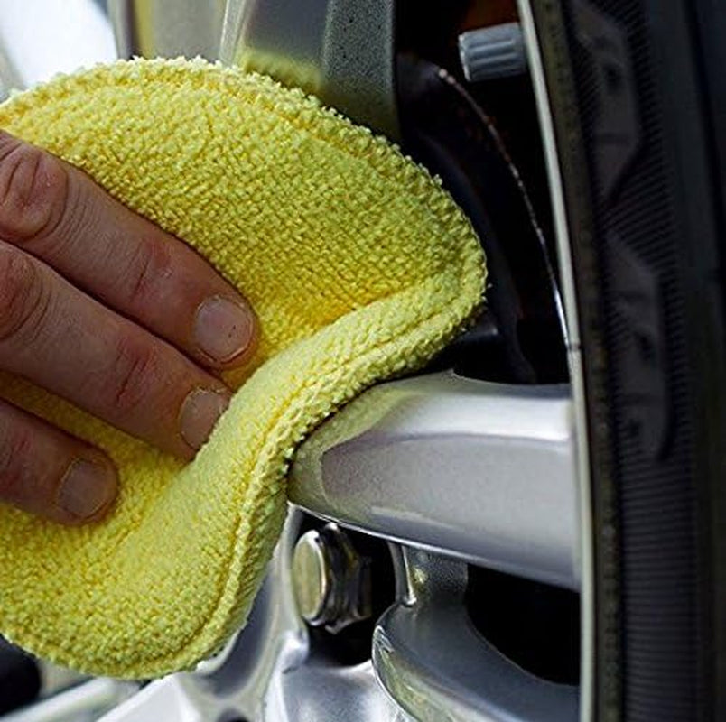 Microfiber Polishing Pad and Cleaning Pads for Car Detailing, 5 Inch Diameter, Yellow, 6 Pack