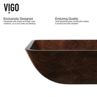 Donatello Artistic Chocolate Brown Glass 23 In. L X 15 In. W X 5 In. H Rectangular Vessel Bathroom Sink