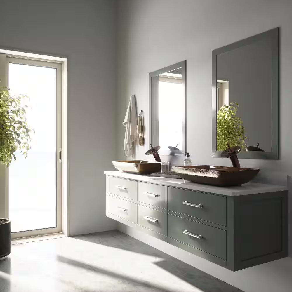 Donatello Artistic Chocolate Brown Glass 23 In. L X 15 In. W X 5 In. H Rectangular Vessel Bathroom Sink