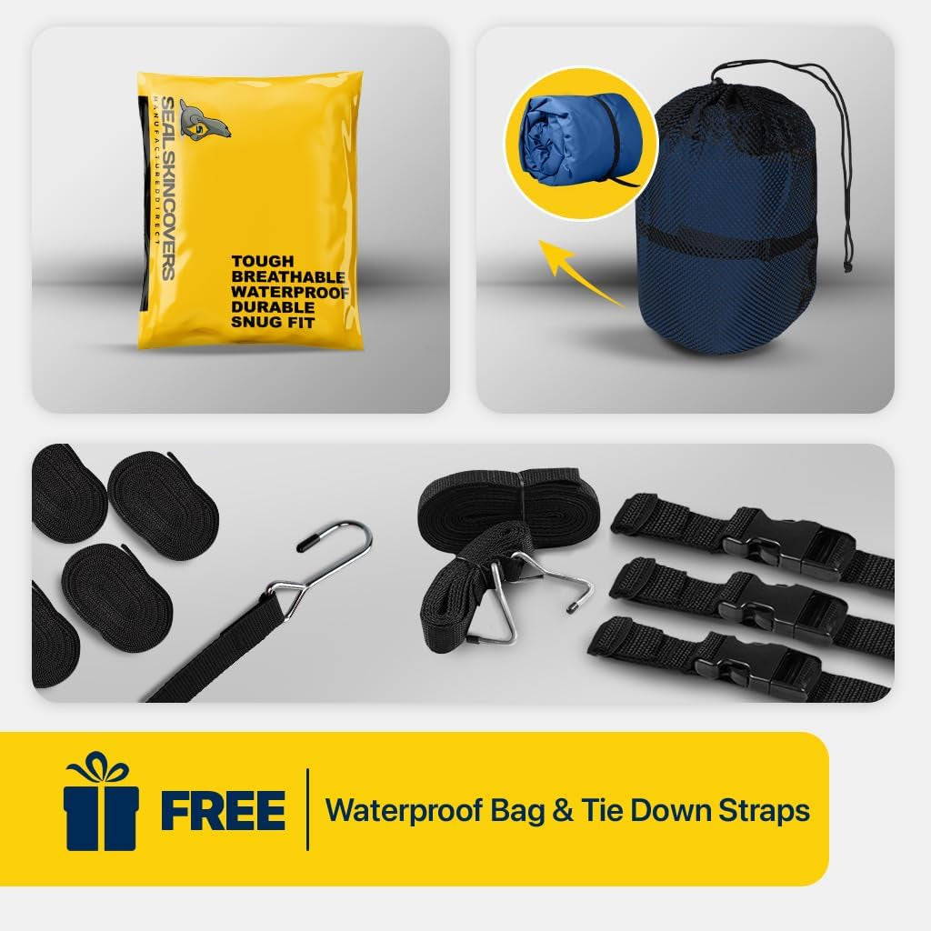 Center Console Boat Cover, Waterproof, All-Weather Protection, Marine-Grade Cover for 20'-21' L & up to 106" W with Strap & Buckle, Mooring & Trailering Boat Cover