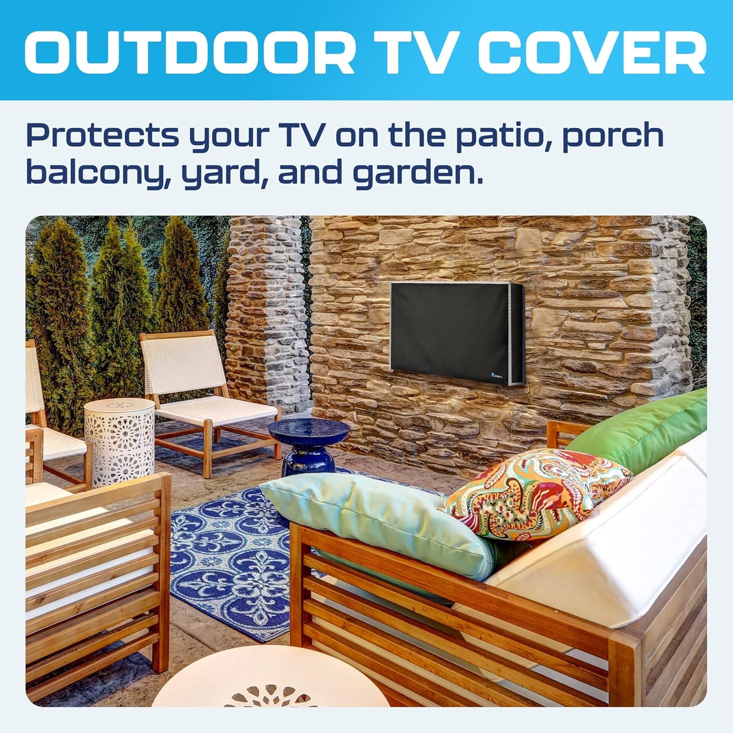 Outdoor TV Cover 24 Inch – Waterproof, Weatherproof TV Enclosures with Smart Shield Screen Protectors, Ideal for Outdoor Use, Moving, and Storage - Black