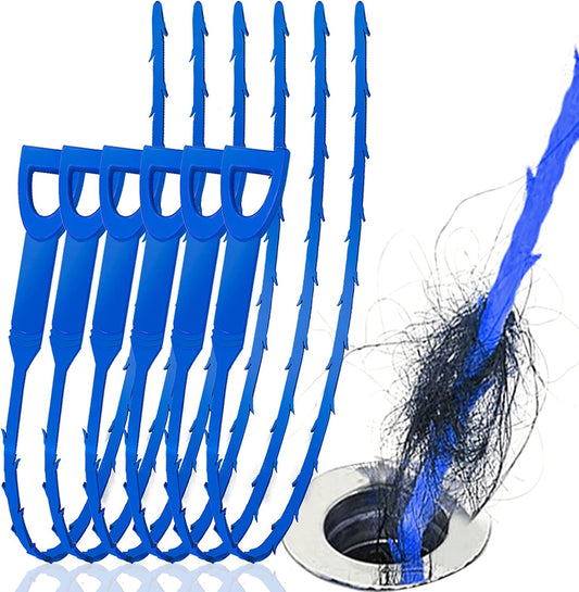 Drain Sink Snake, 6 Pack 25 Inch Hair Drain Clog Remover Cleaning Tool for Sink Toilet Kitchen Clogged Drains Bathroom Tub (Green)