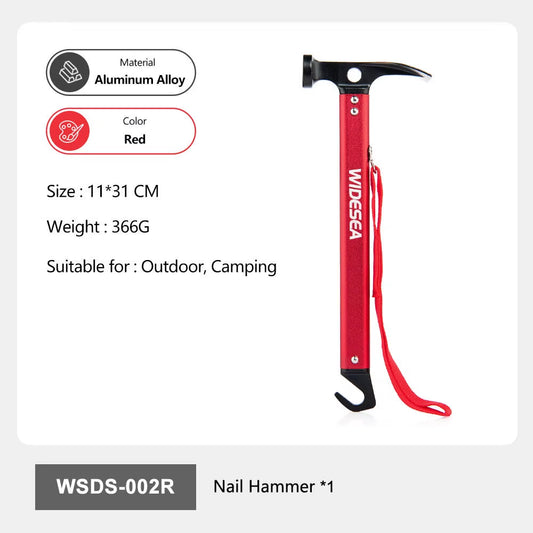 Aluminum Alloy Camping Nail Hammer Strong Durable Easy to Carry Multifunctional Hammer for Outdoor Tent Staking Backpack