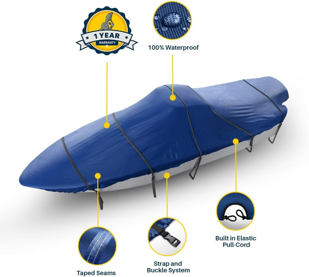 Center Console Boat Cover, Waterproof, All-Weather Protection, Marine-Grade Cover for 20'-21' L & up to 106" W with Strap & Buckle, Mooring & Trailering Boat Cover