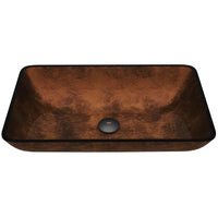 Donatello Artistic Chocolate Brown Glass 23 In. L X 15 In. W X 5 In. H Rectangular Vessel Bathroom Sink