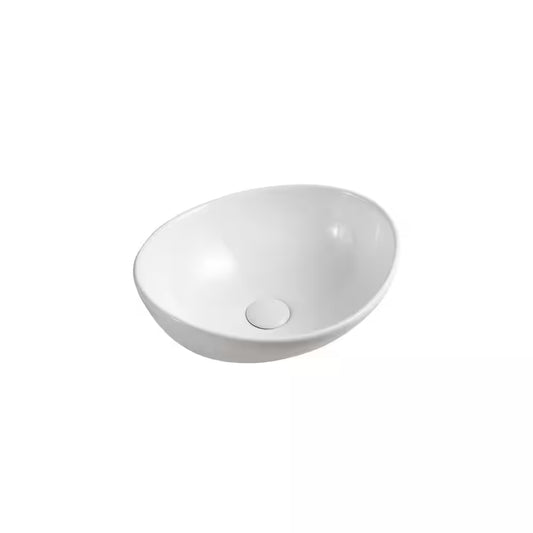 Oval Vessel Bathroom Sink in White