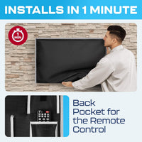 Outdoor TV Cover 24 Inch – Waterproof, Weatherproof TV Enclosures with Smart Shield Screen Protectors, Ideal for Outdoor Use, Moving, and Storage - Black