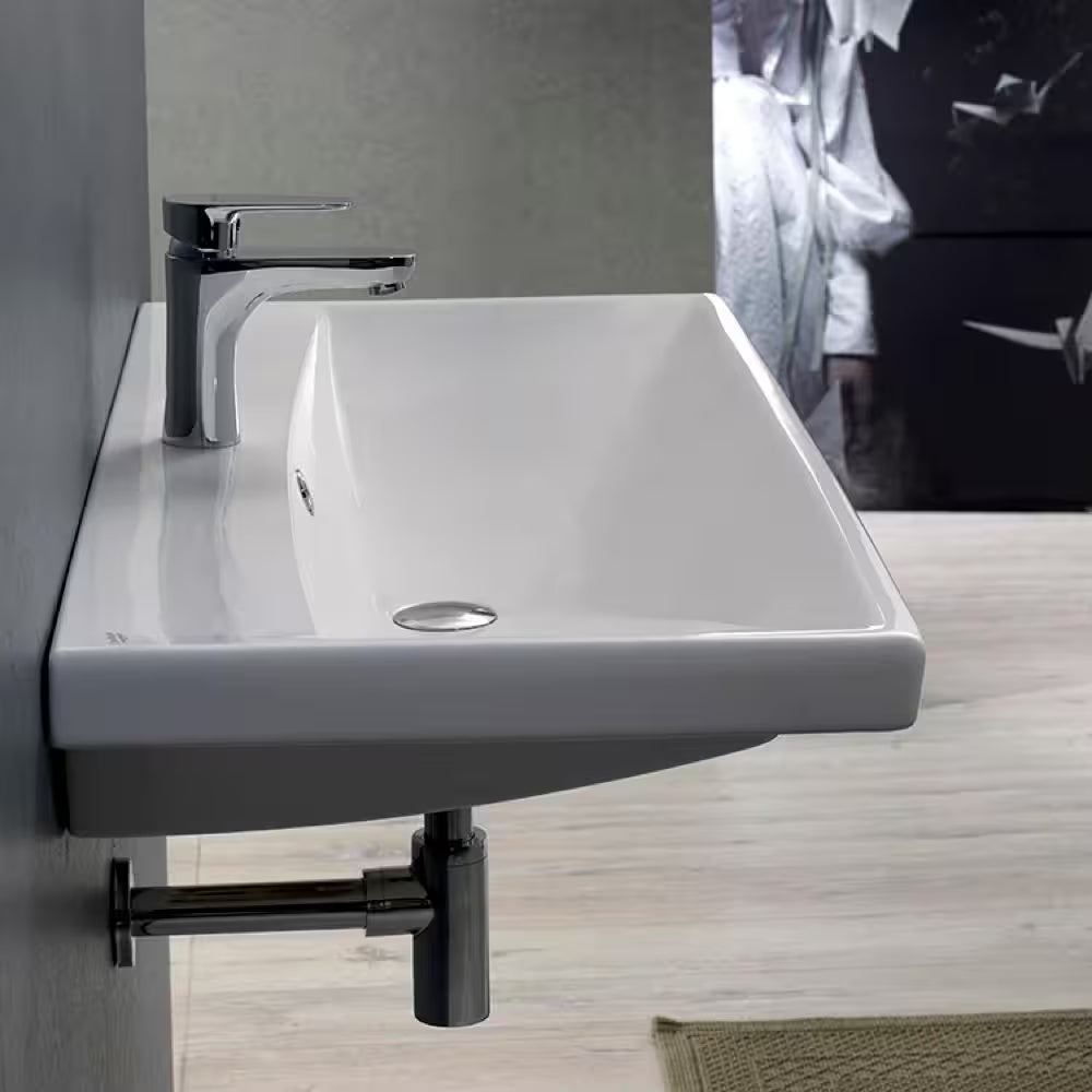 Elite Wall Mounted Bathroom Sink in White