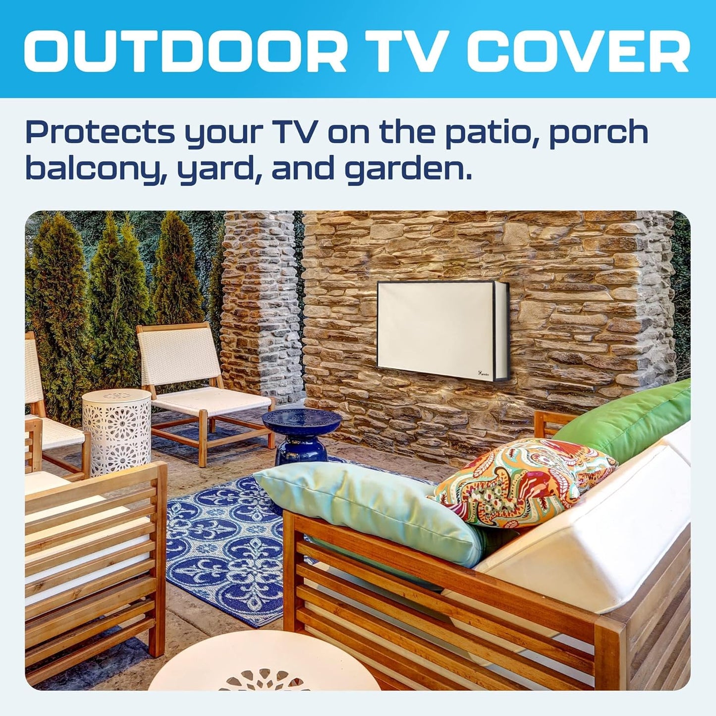 Outdoor TV Cover 32 Inch – Waterproof, Weatherproof TV Enclosures with Smart Shield Screen Protectors, Ideal for Outdoor Use, Moving, and Storage - Beige