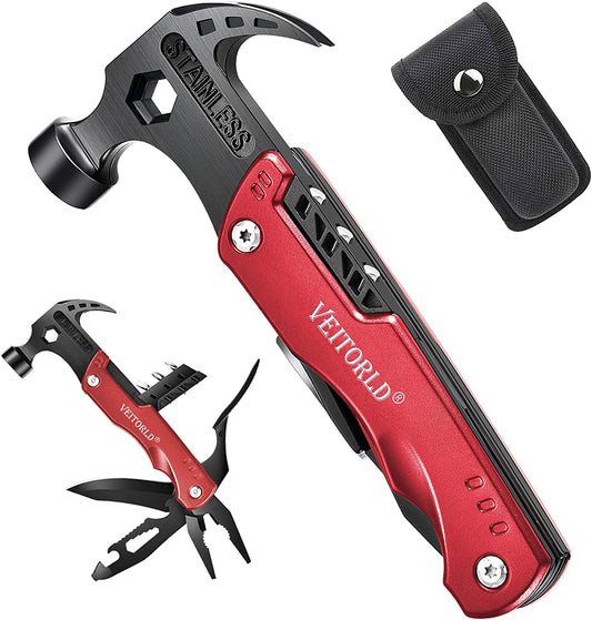 Gifts for Men Women Fathers Day, Anniversary Birthday Gifts Ideas for Dad Grandpa Him, All in One Tools Hammer Multitool, Camping Accessories Survival Gear, Unique Fishing Hunting Tools Gifts