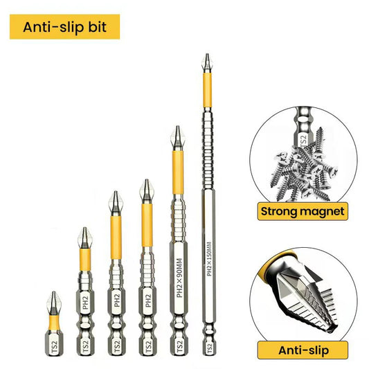 PH2 Magnetic Screwdriver Bit Set 25/50/65/70/90/150Mm Phillips Anti-Slip Drill Bits Suitable for Electric Drills Impact Drills