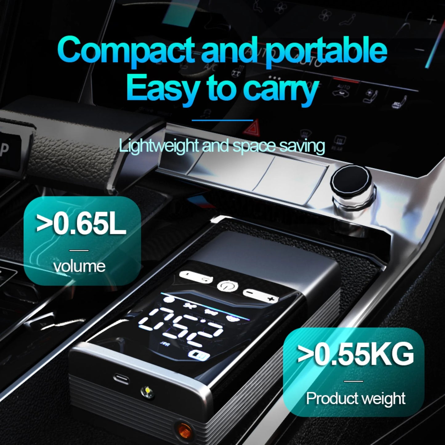 Tire Inflator Portable 150 Psi Air Compressor Cordless Air Pump with LCD Displ for Car Tires