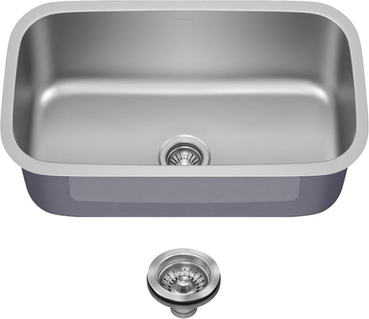 31 1/2 Inch Stainless Steel Kitchen Sink, Durable 18 Gauge Single Bowl Kitchen Sinks Undermount, KBU14