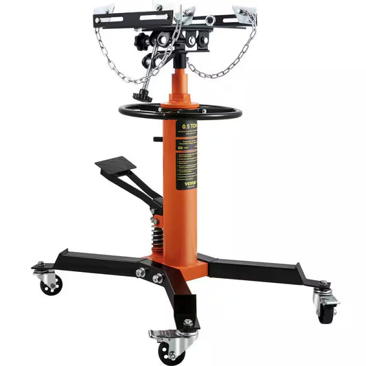 Transmission Jack 1100 Lbs. Hydraulic Telescopic Floor Jack 2-Stage Stand W/ Foot Pedal 360-Degree Wheel for Garage Shop