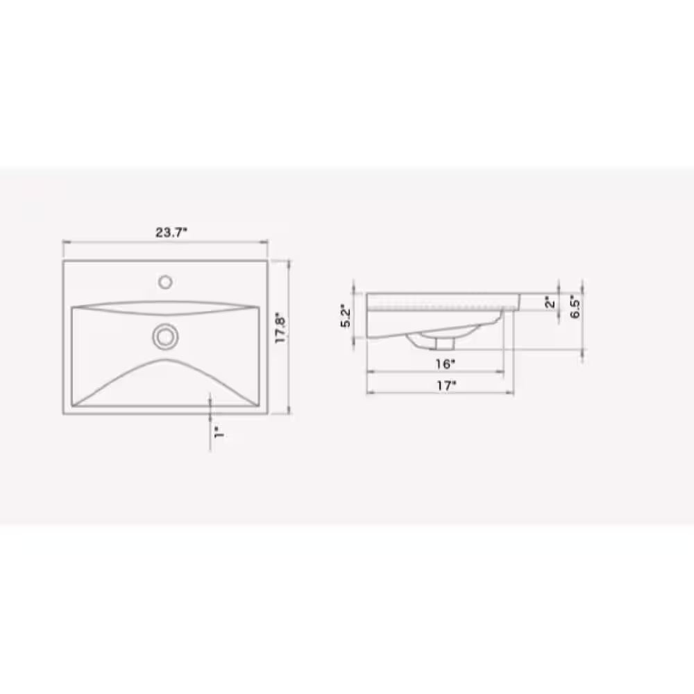 Elite Wall Mounted Bathroom Sink in White