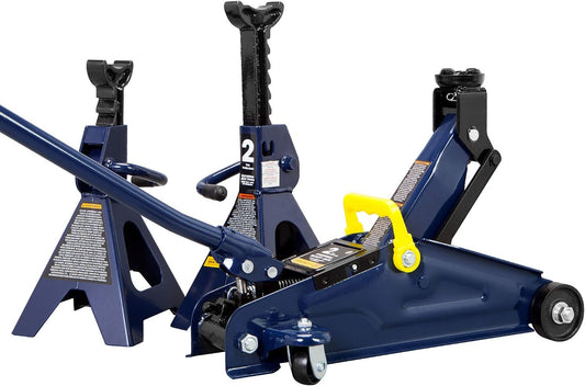 AT82001UR  Hydraulic Trolley Service/Floor Jack Combo with 2 Jack Stands, 2 Ton (4,000 Lb), Blue